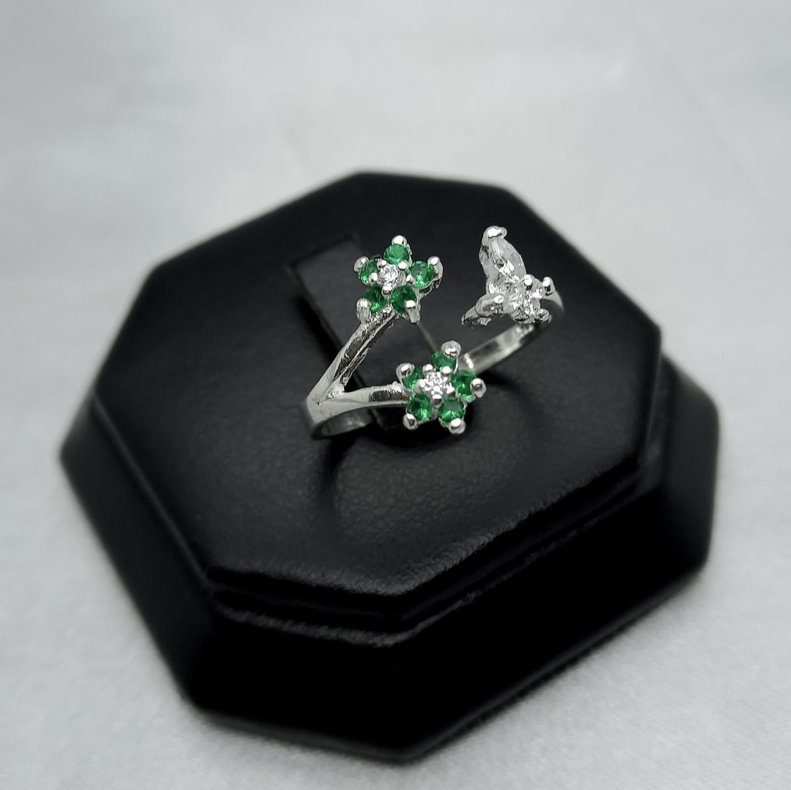 #AD483 - Anillo Ajustable Flores Plata - A09/2.3