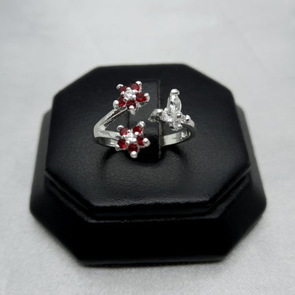 #AD483 - Anillo Ajustable Flores Plata - A09/2.3