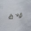 #BR331 - Broquel Corazón Con Moño Con Zirconia Plata - B17/1.2