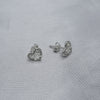 #BR331 - Broquel Corazón Con Moño Con Zirconia Plata - B17/1.2