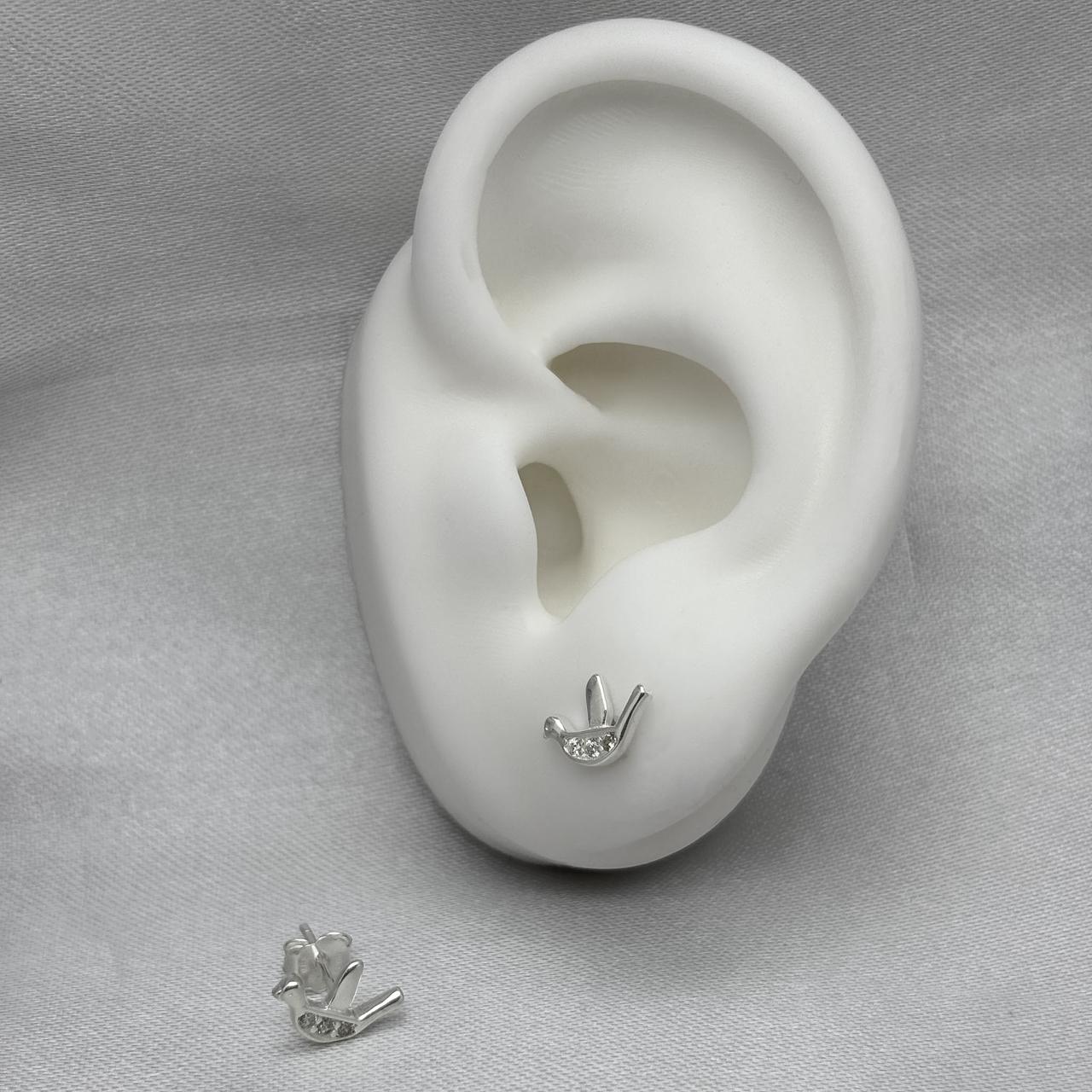 #BR346 - Broquel Pajarito Con Zirconia Plata - B17/1.0