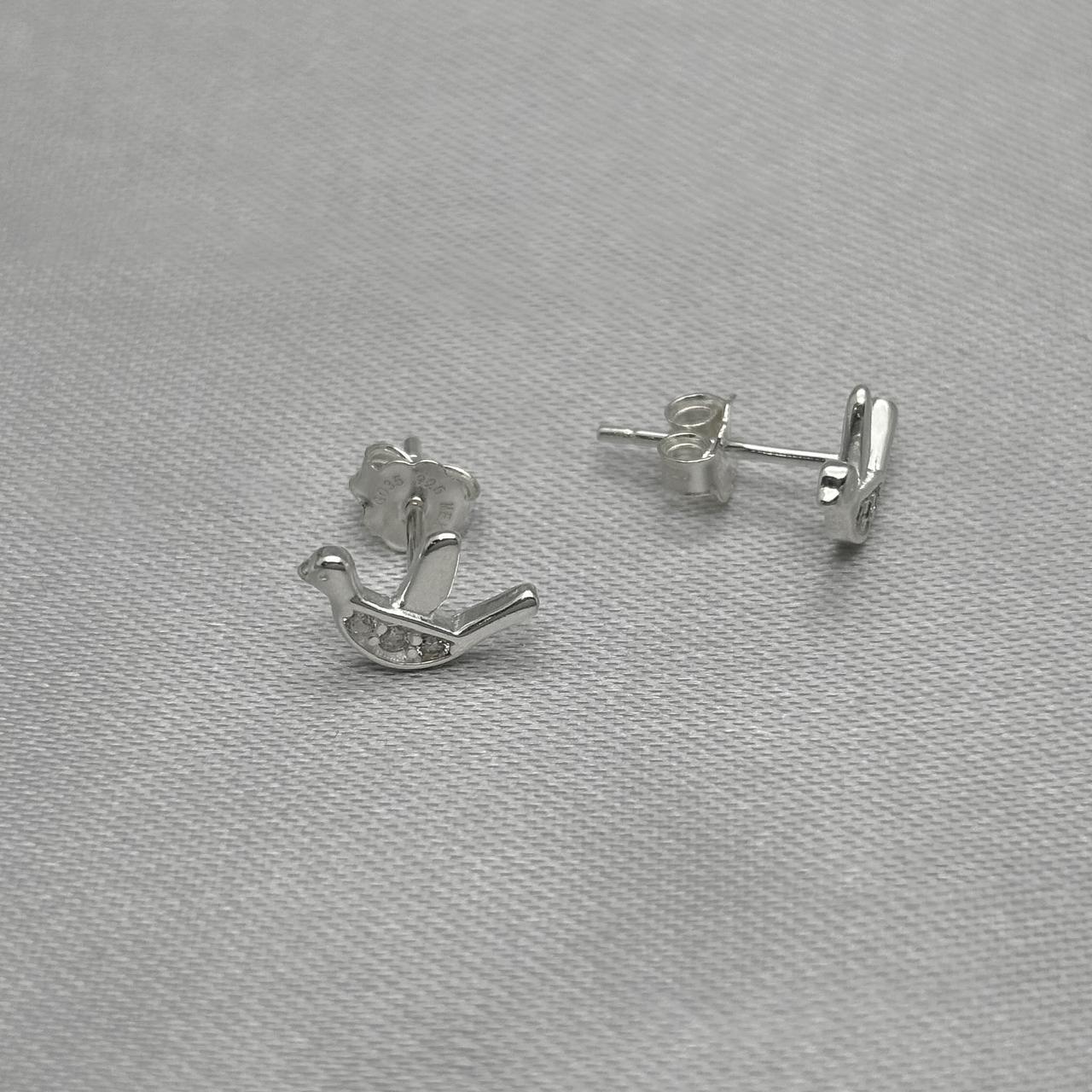 #BR346 - Broquel Pajarito Con Zirconia Plata - B17/1.0