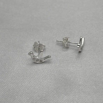 #BR346 - Broquel Pajarito Con Zirconia Plata - B17/1.0