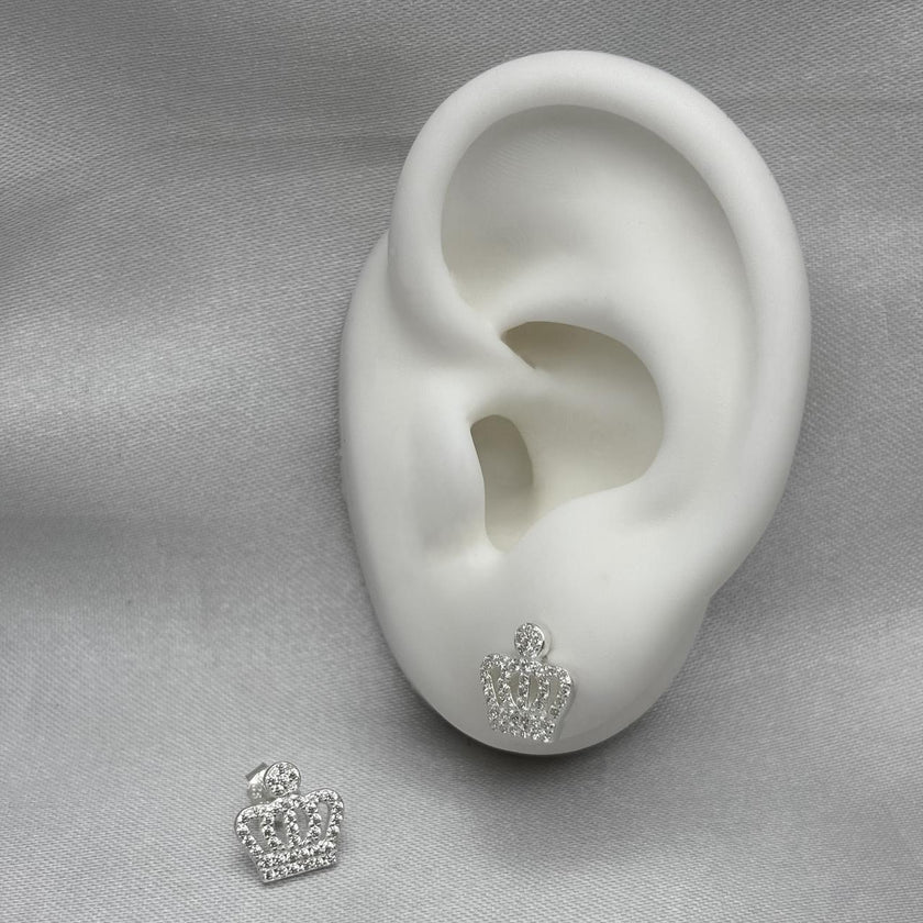 #BR333 - Broquel Corona Real Con Zirconia Plata - B17/1.7