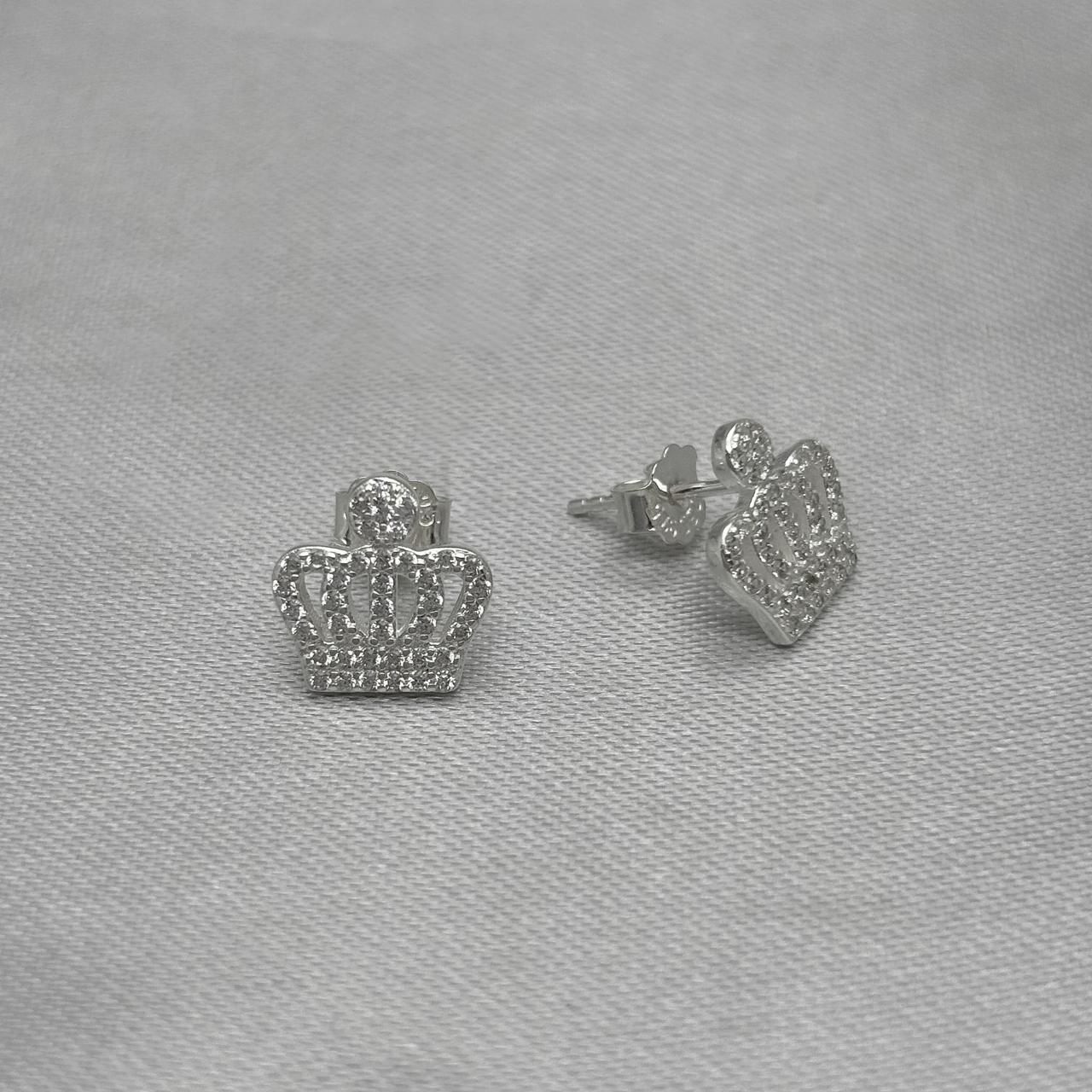 #BR333 - Broquel Corona Real Con Zirconia Plata - B17/1.7
