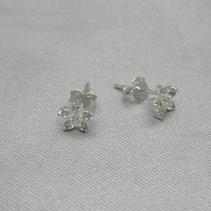 #BR347 - Broquel Flor Con Zirconia Plata - B17/1.1