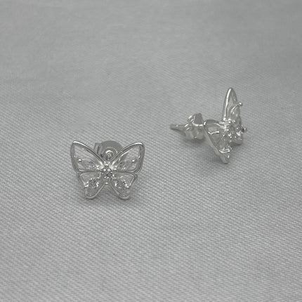 #BR342 - Broquel Mariposa Con Zirconia Plata - B17/1.7