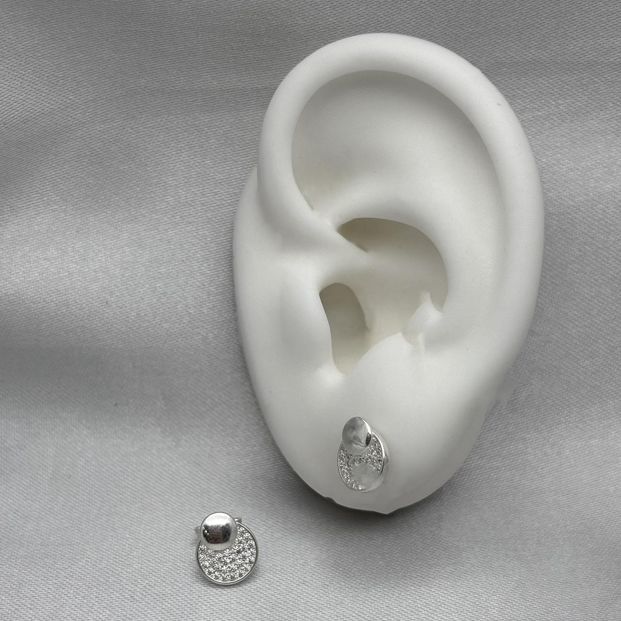 #BR349 - Broquel Círculos Con Zirconia Plata - B17/1.8