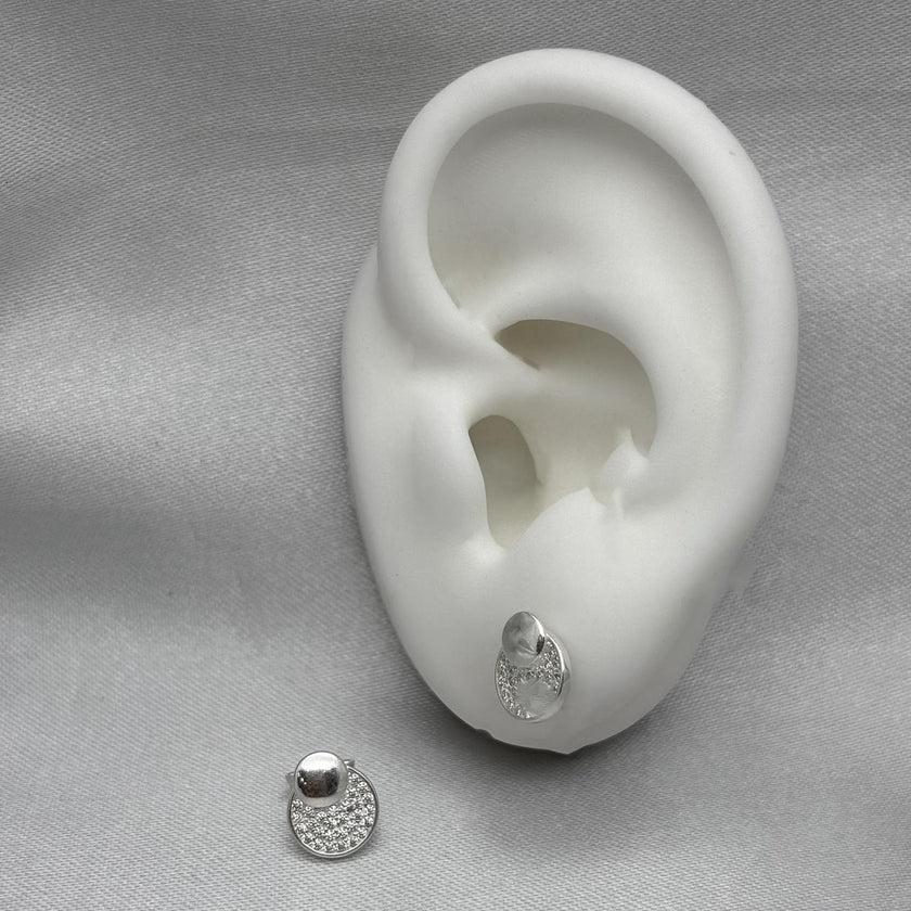 #BR349 - Broquel Círculos Con Zirconia Plata - B17/1.8