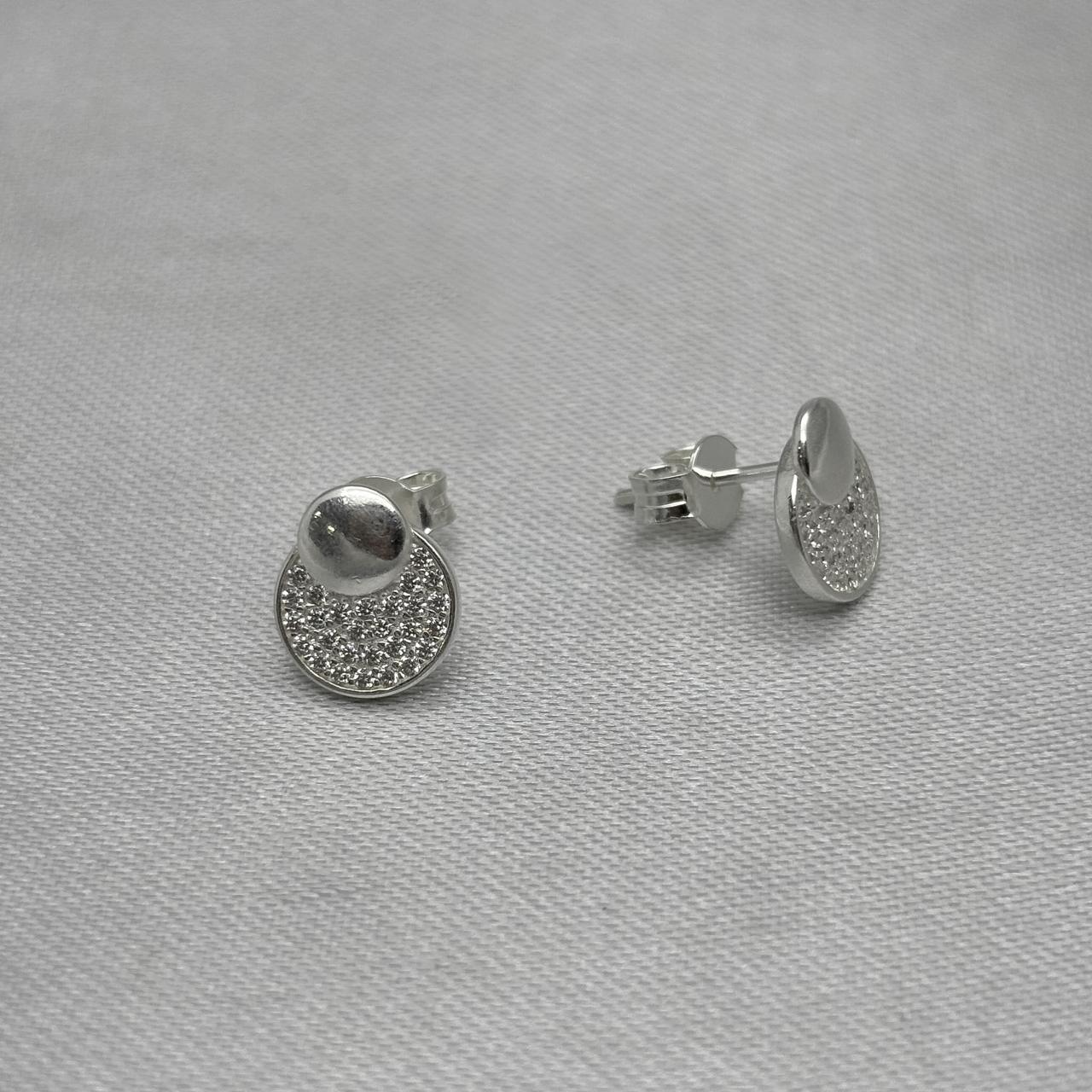 #BR349 - Broquel Círculos Con Zirconia Plata - B17/1.8