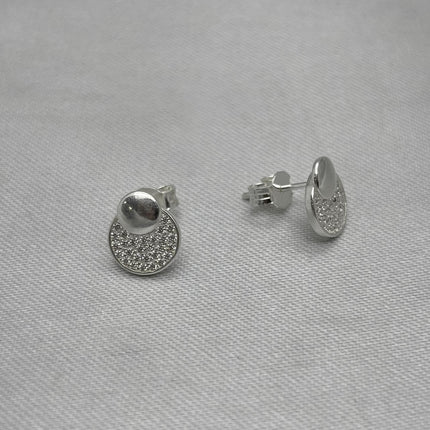 #BR349 - Broquel Círculos Con Zirconia Plata - B17/1.8