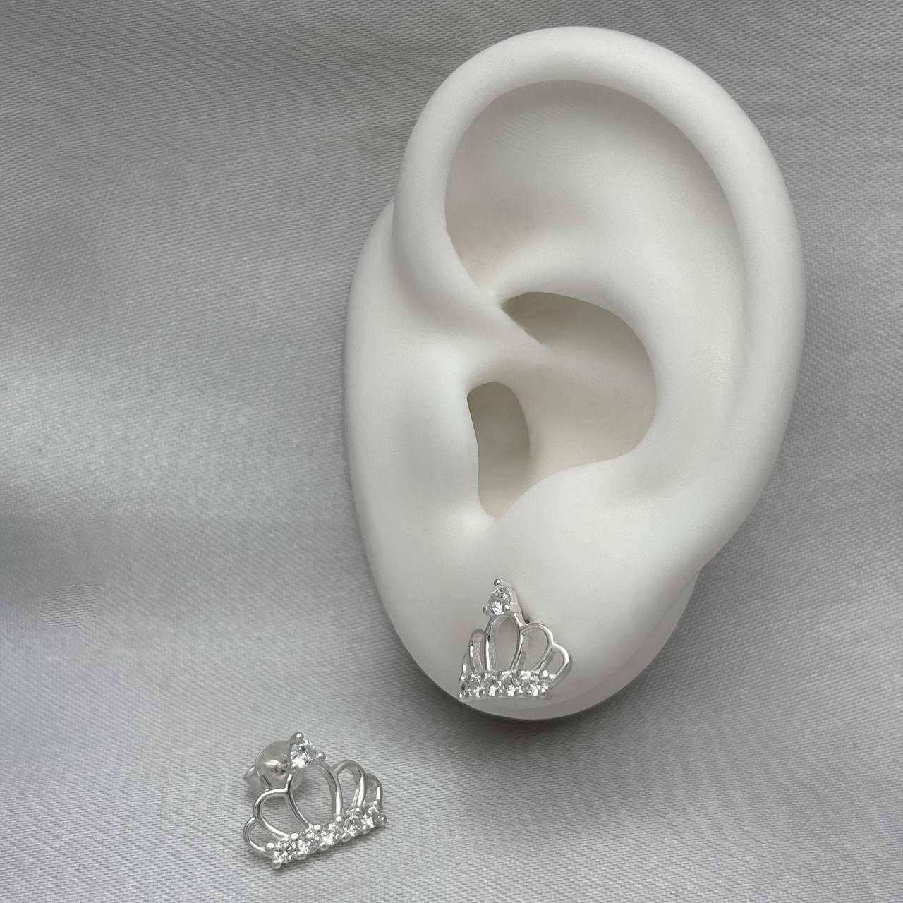 #BR338 - Broquel Corona Real Con Zirconia Plata - B17/1.8