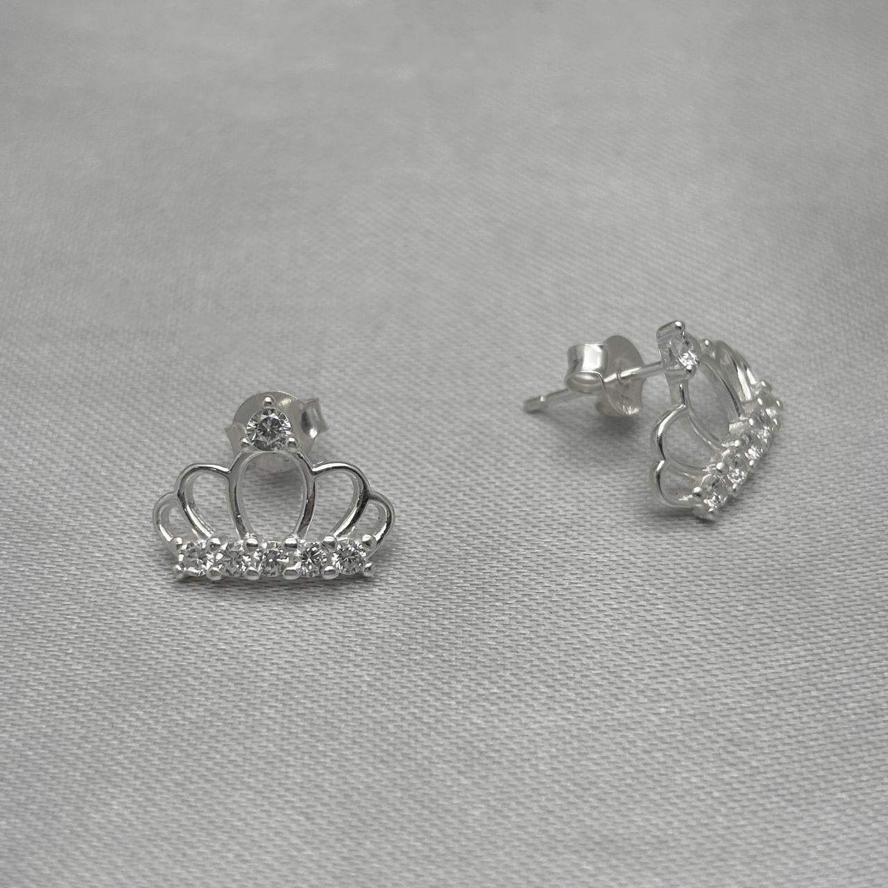 #BR338 - Broquel Corona Real Con Zirconia Plata - B17/1.8