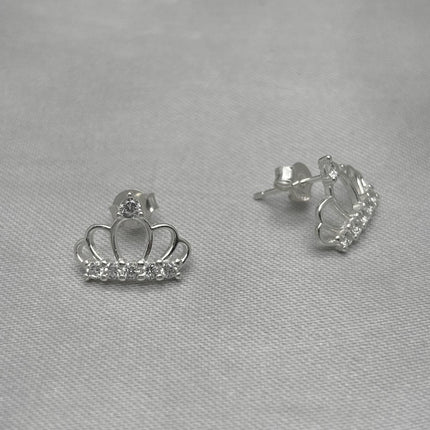 #BR338 - Broquel Corona Real Con Zirconia Plata - B17/1.8