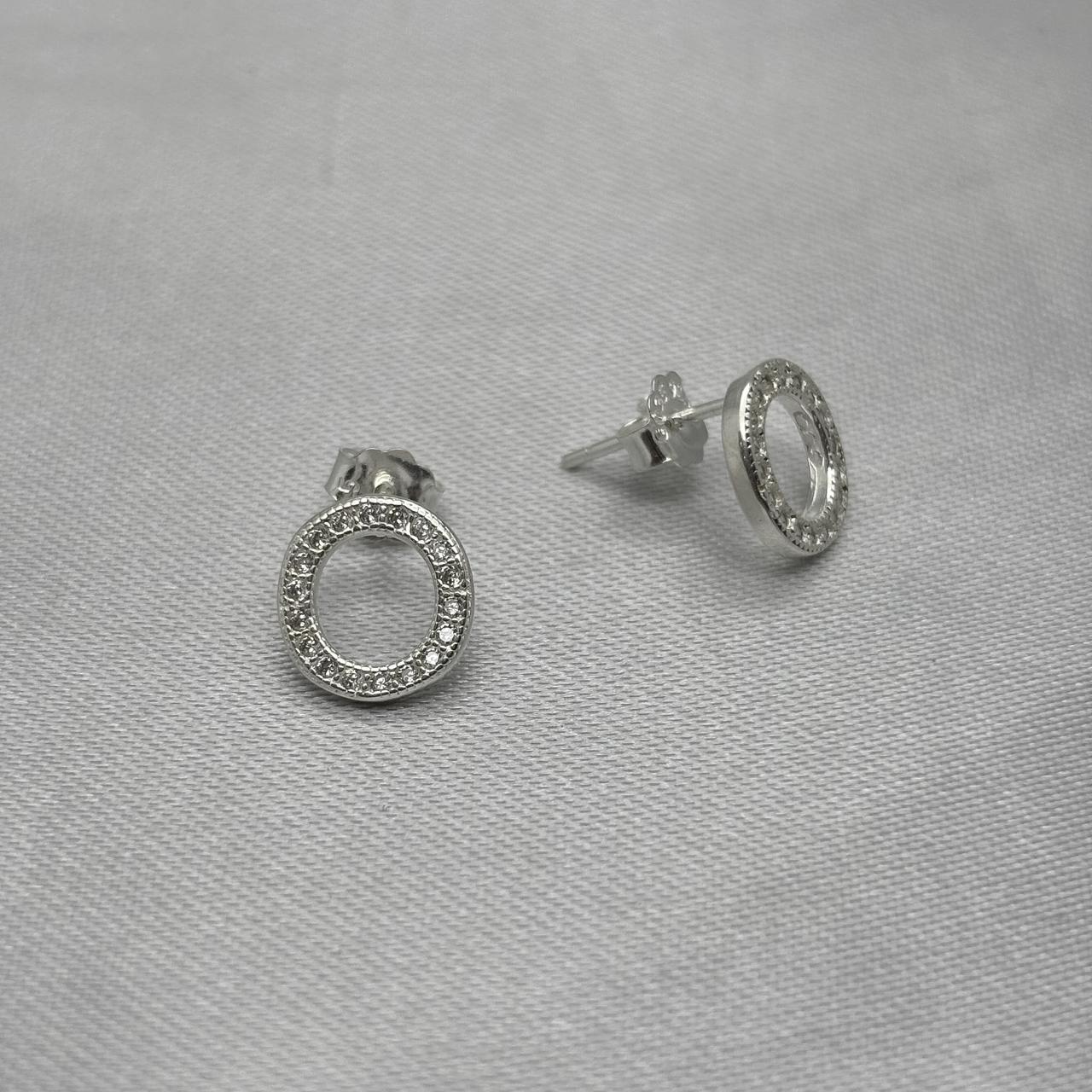 #BR335 - Broquel Aro Con Zirconias Plata - B17/1.4