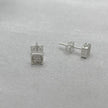 #BR340 - Broquel Cuadro Con Zirconia Plata - B17/1.0
