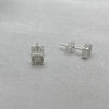 #BR340 - Broquel Cuadro Con Zirconia Plata - B17/1.0