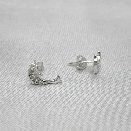 #BR337 - Broquel Delfín Con Zirconia Plata - B17/1.4