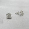 #BR348 - Broquel Flor 4 Pétalos Con Zirconia Plata - B17/1.8