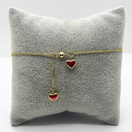 #PAL183 - Pulsera Con 2 Corazones Tú y Yo Oro Laminado 18k - LB030/
