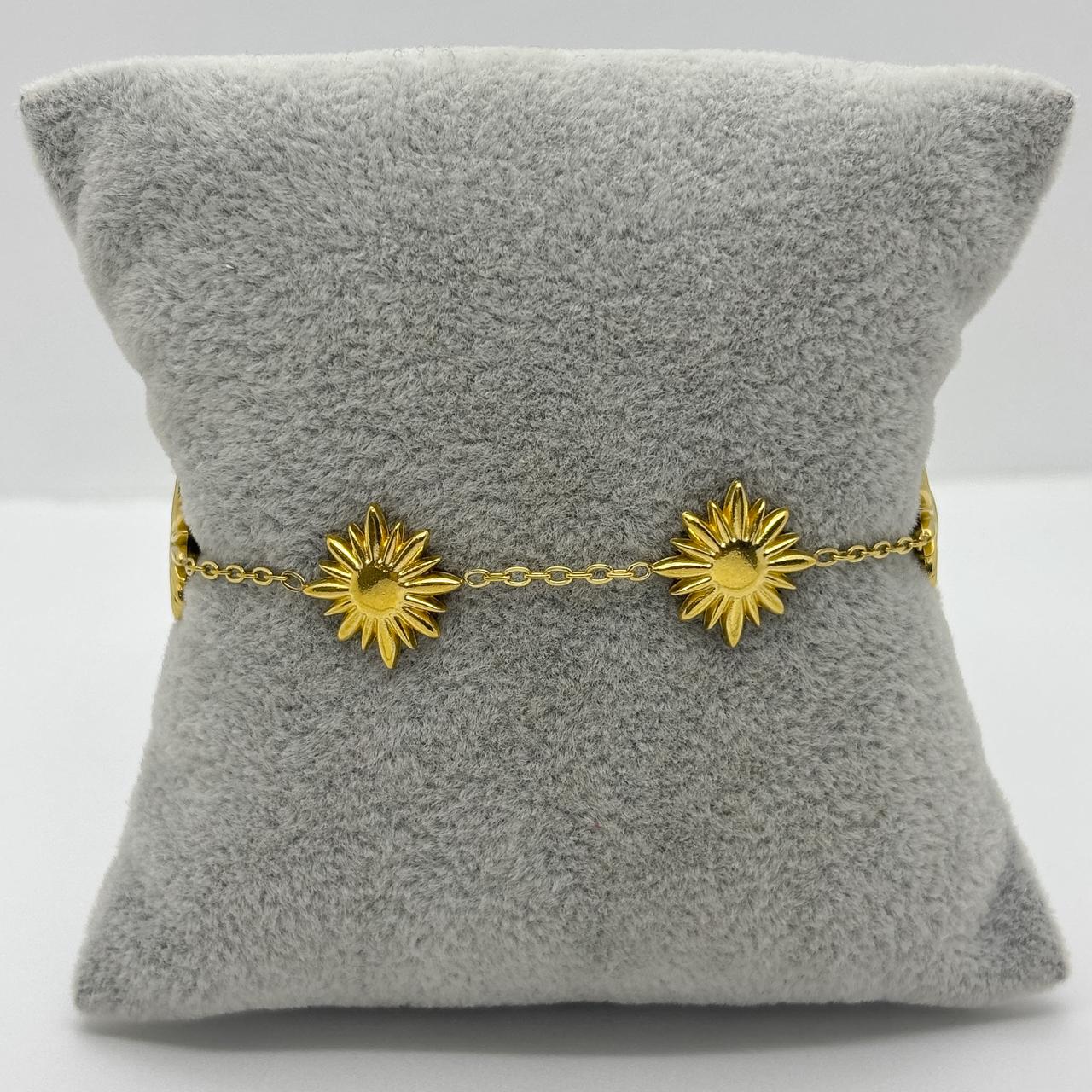 #PAL185 - Pulsera Con Soles Oro Laminado 18k - LB025/
