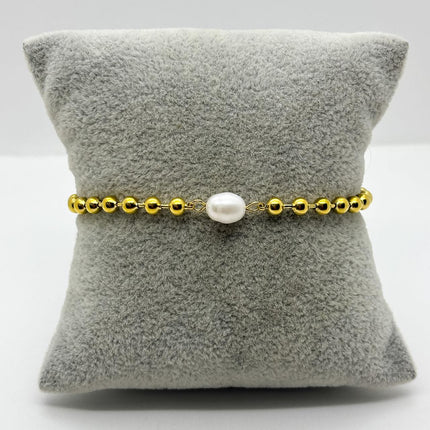 #PAL188 - Pulsera de Bolitas Con Perla Sintetica Oro Laminado 18k - LB035/