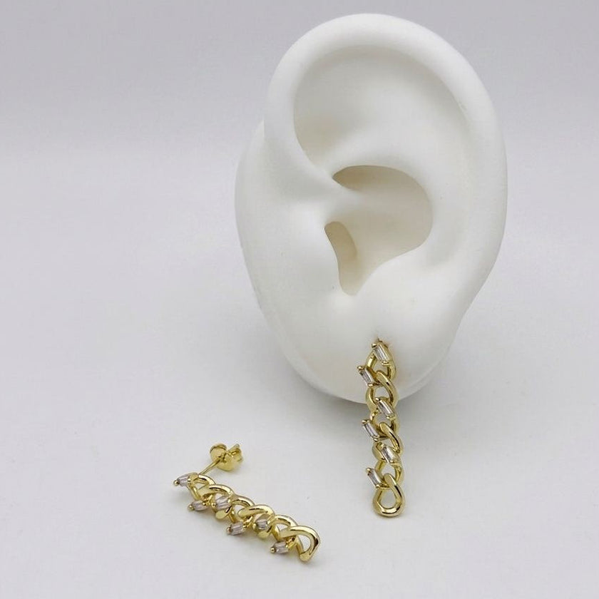 #BOL126 - Broquel De Cadena Y Piedra Zirconia Oro Laminado 18k - LA035/