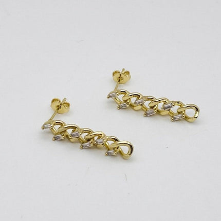 #BOL126 - Broquel De Cadena Y Piedra Zirconia Oro Laminado 18k - LA035/