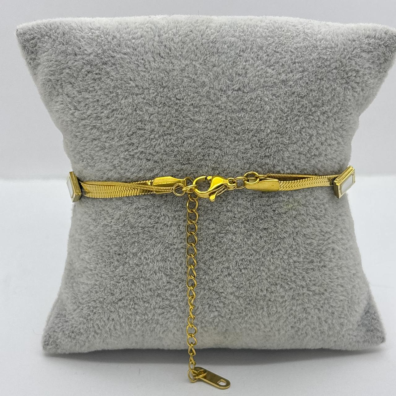 #PAL209 - Pulsera Doble Con Rombos De Acero Laminado 18k - LB035/