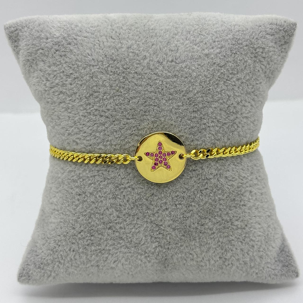 #PAL206 - Pulsera De Círculo y Estrella De Oro Laminado 18k - LB040/