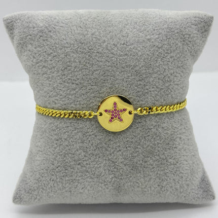 #PAL206 - Pulsera De Círculo y Estrella De Oro Laminado 18k - LB040/