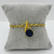 #PAL192 - Pulsera Con Circulo Negro De Oro Laminado 18k - LB025/