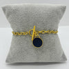 #PAL192 - Pulsera Con Circulo Negro De Oro Laminado 18k - LB025/