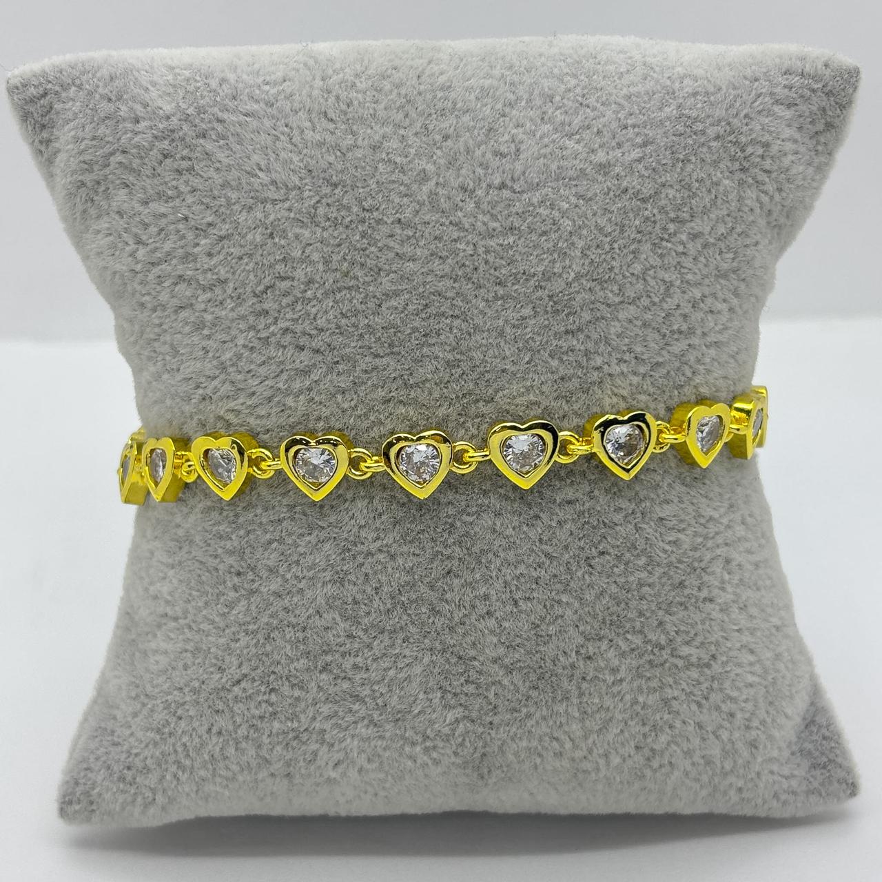 #PAL200 - Pulsera De Corazones De Oro Laminado 18k - LB055/