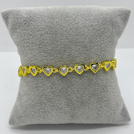 #PAL200 - Pulsera De Corazones De Oro Laminado 18k - LB055/