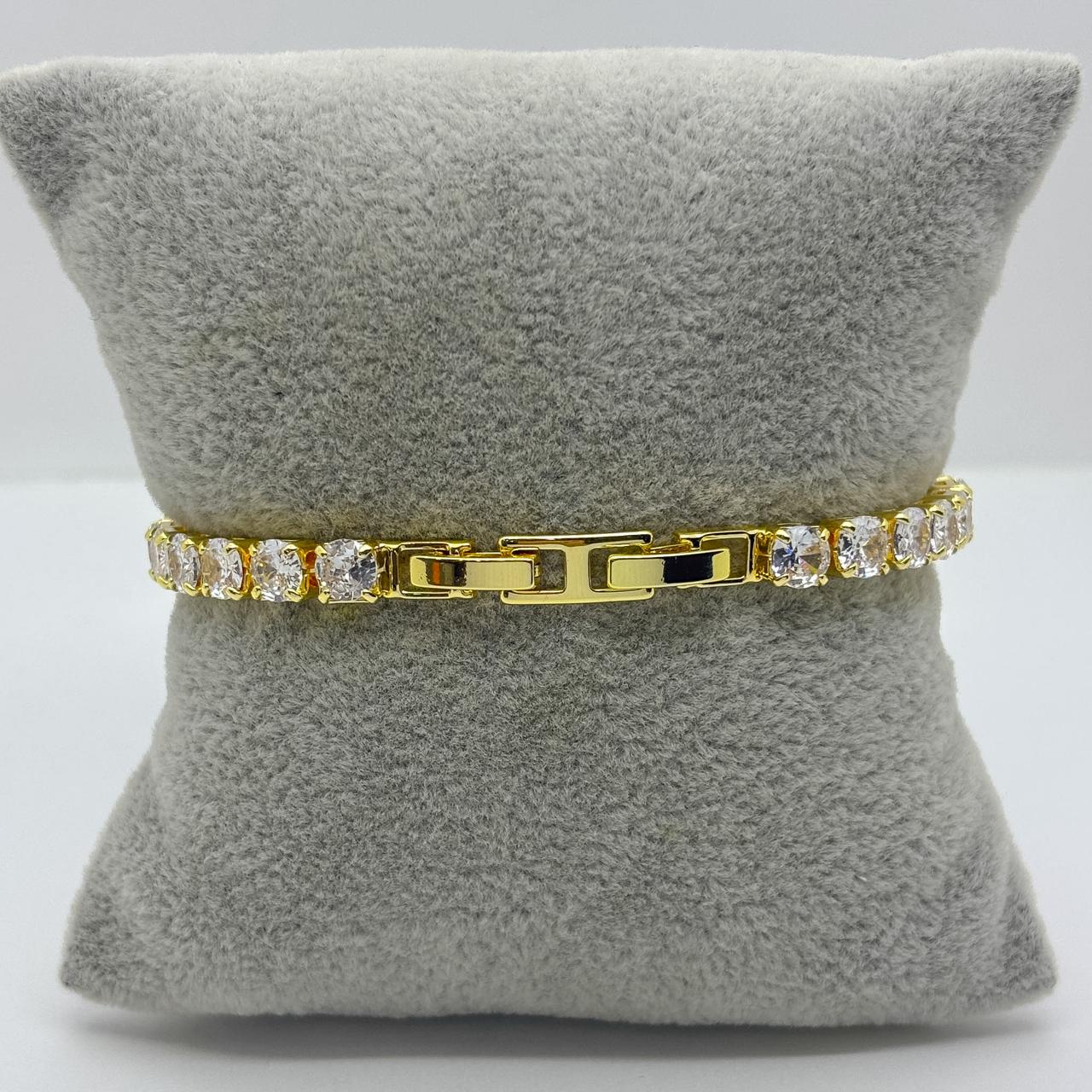 #PAL154 - Pulsera Con Piedra Zirconia De Oro Laminado 18k - LB040/