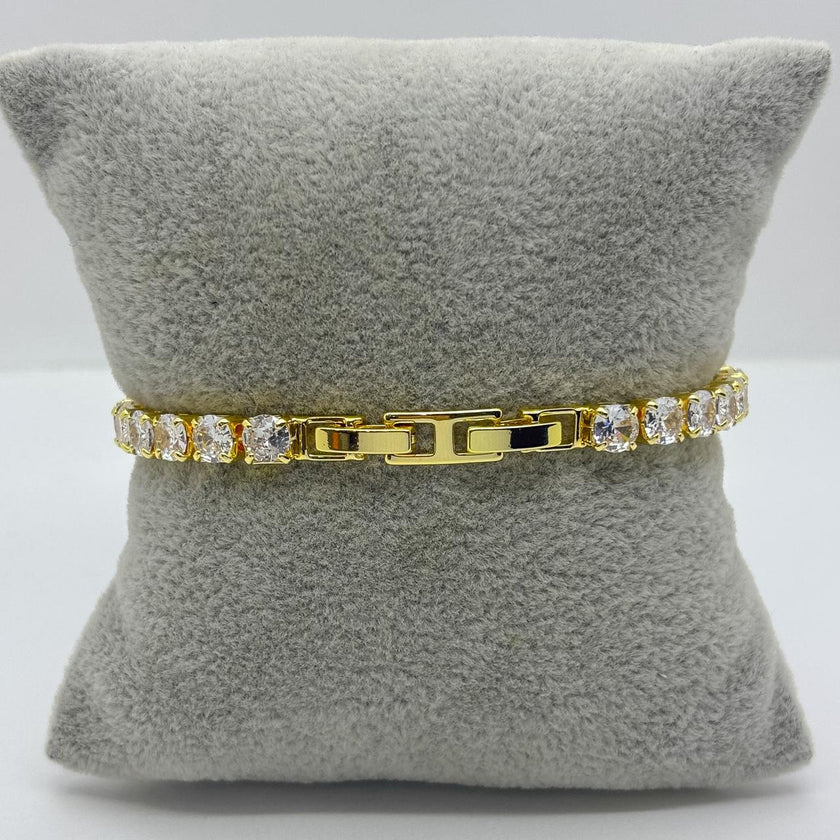 #PAL154 - Pulsera Con Piedra Zirconia De Oro Laminado 18k - LB040/