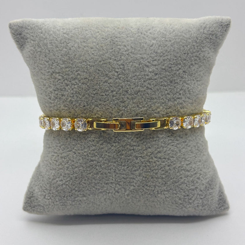 #PAL152 - Pulsera Con Piedra Zirconia De Oro Laminado 18k - LB040/