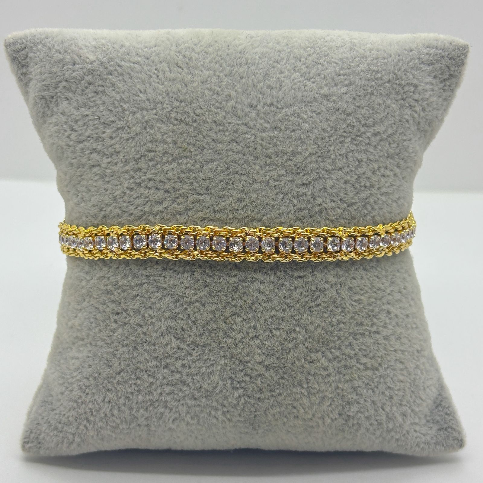 #PAL152 - Pulsera Con Piedra Zirconia De Oro Laminado 18k - LB040/