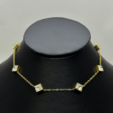 #GOL161 - Gargantilla Con Cubos Con Piedra Zirconia De Oro Laminado 18k - LB035/