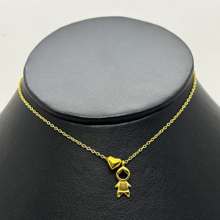 #GOL167 - Gargantilla Con Dije De Niño Y Corazón De Oro Laminado 18k - LB030/