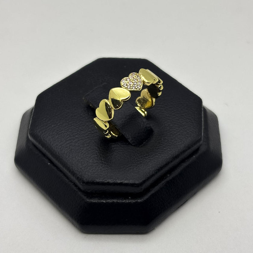 #AOL181 - Anillo De Corazones Oro Laminado 18k - LB020/