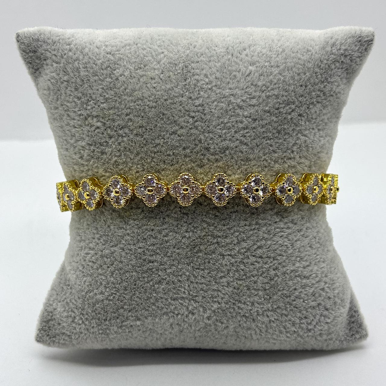 #PAL208 - Pulsera De Trébol Oro Laminado 18k - LB050/