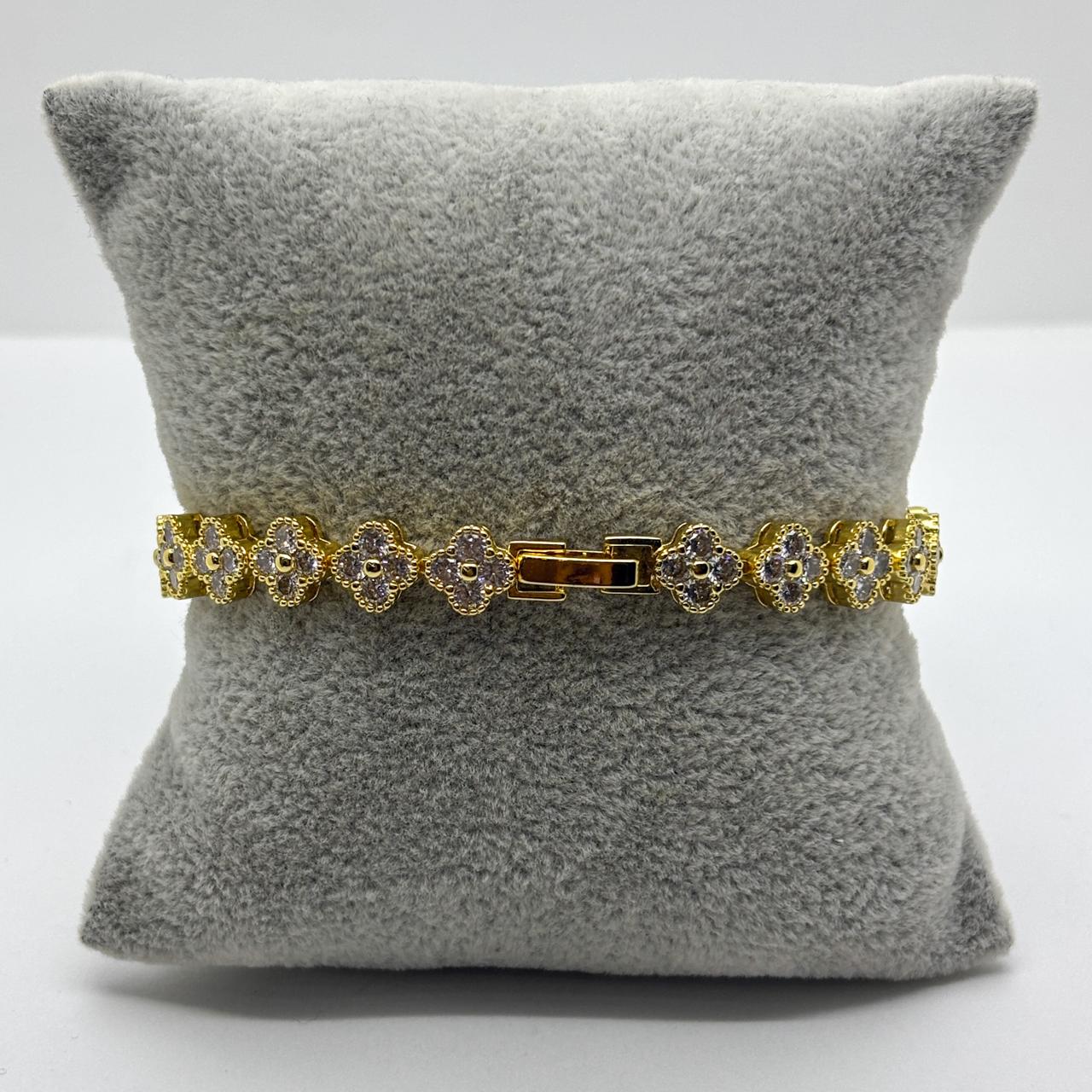 #PAL208 - Pulsera De Trébol Oro Laminado 18k - LB050/