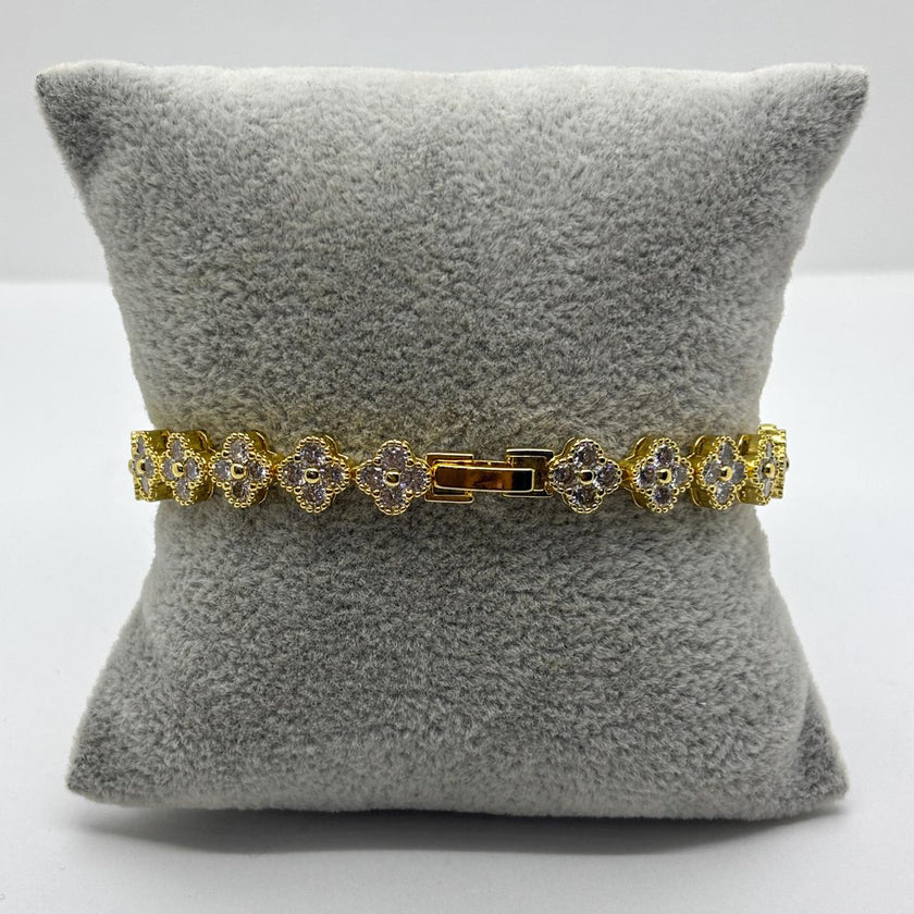 #PAL208 - Pulsera De Trébol Oro Laminado 18k - LB050/