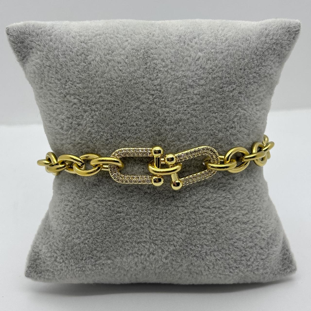 #PAL158 - Pulsera Eslabones Acero Laminado 18k - LA050/