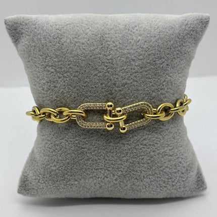 #PAL158 - Pulsera Eslabones Acero Laminado 18k - LA050/