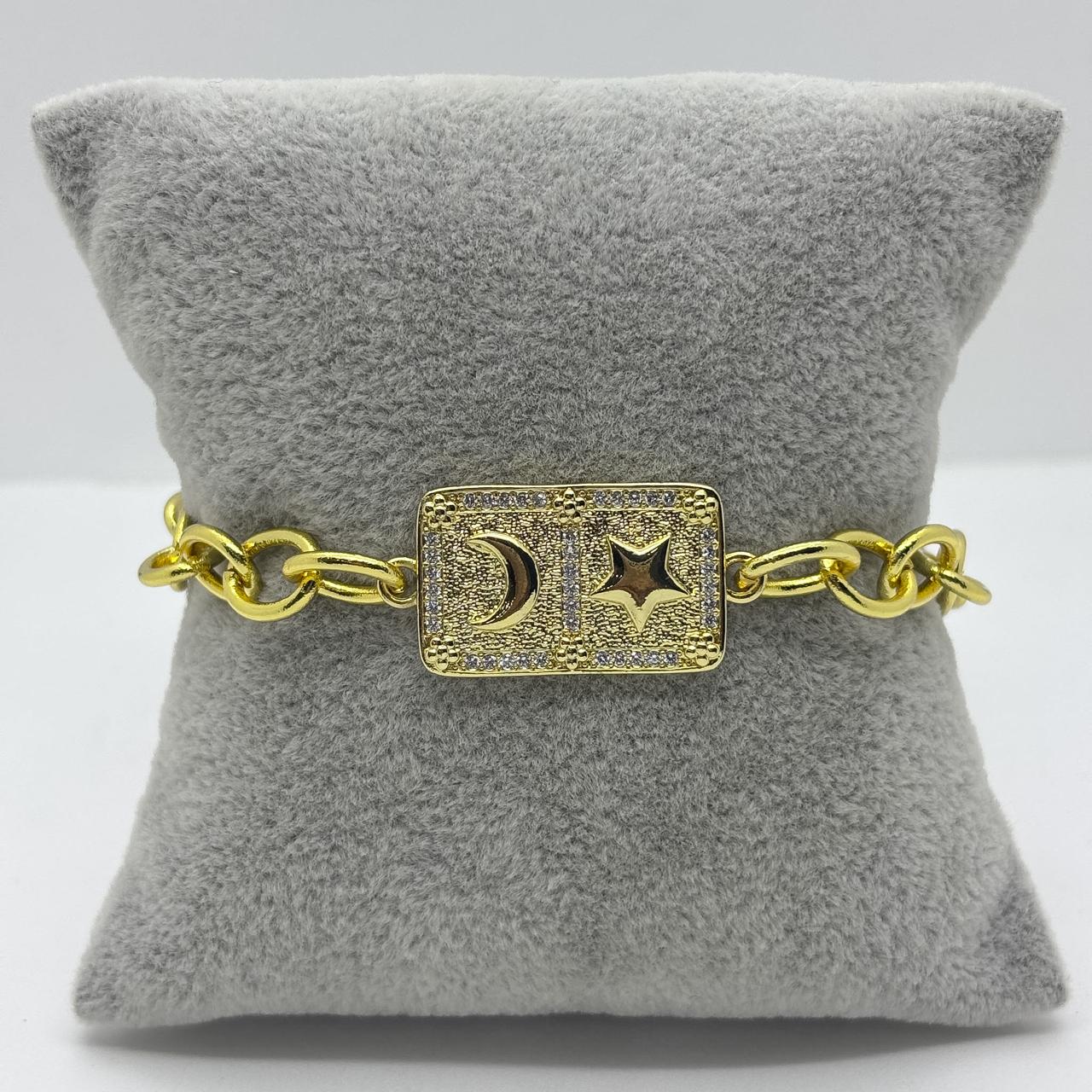 #PAL205 - Pulsera Luna y Estrella Oro Laminado 18k - LA050/