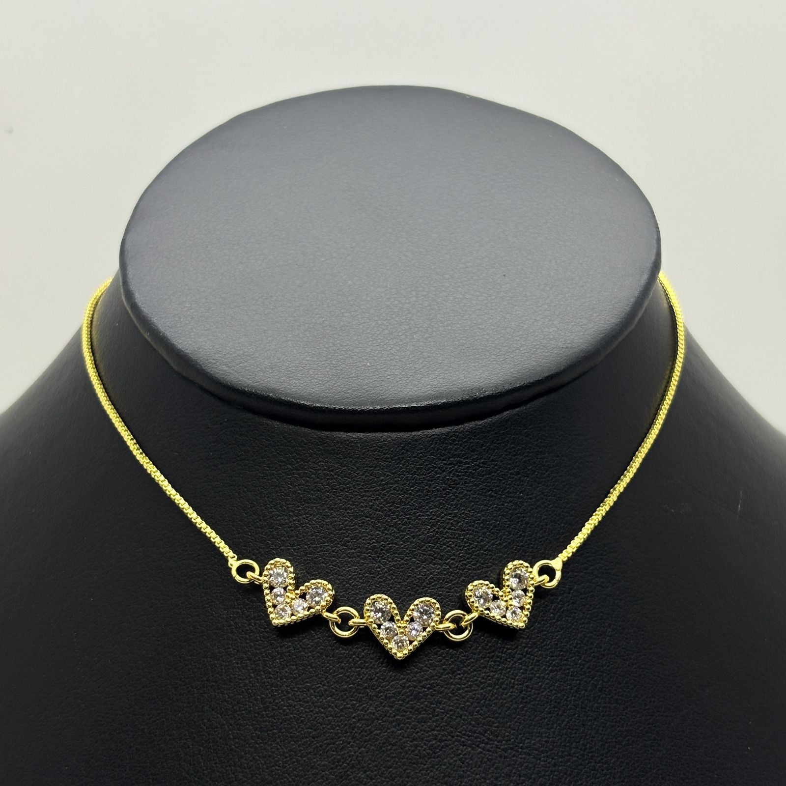 #GOL178 - Gargantilla De Corazones Oro Laminado 18k - LB025/