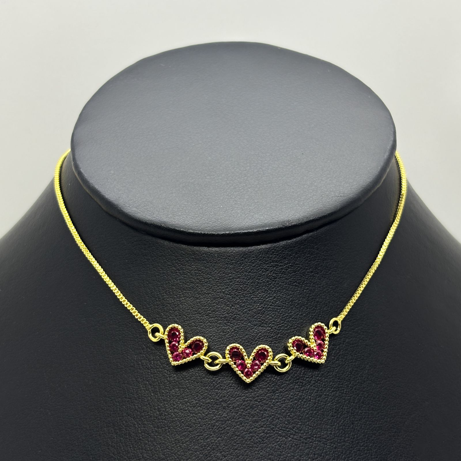 #GOL178 - Gargantilla De Corazones Oro Laminado 18k - LB025/